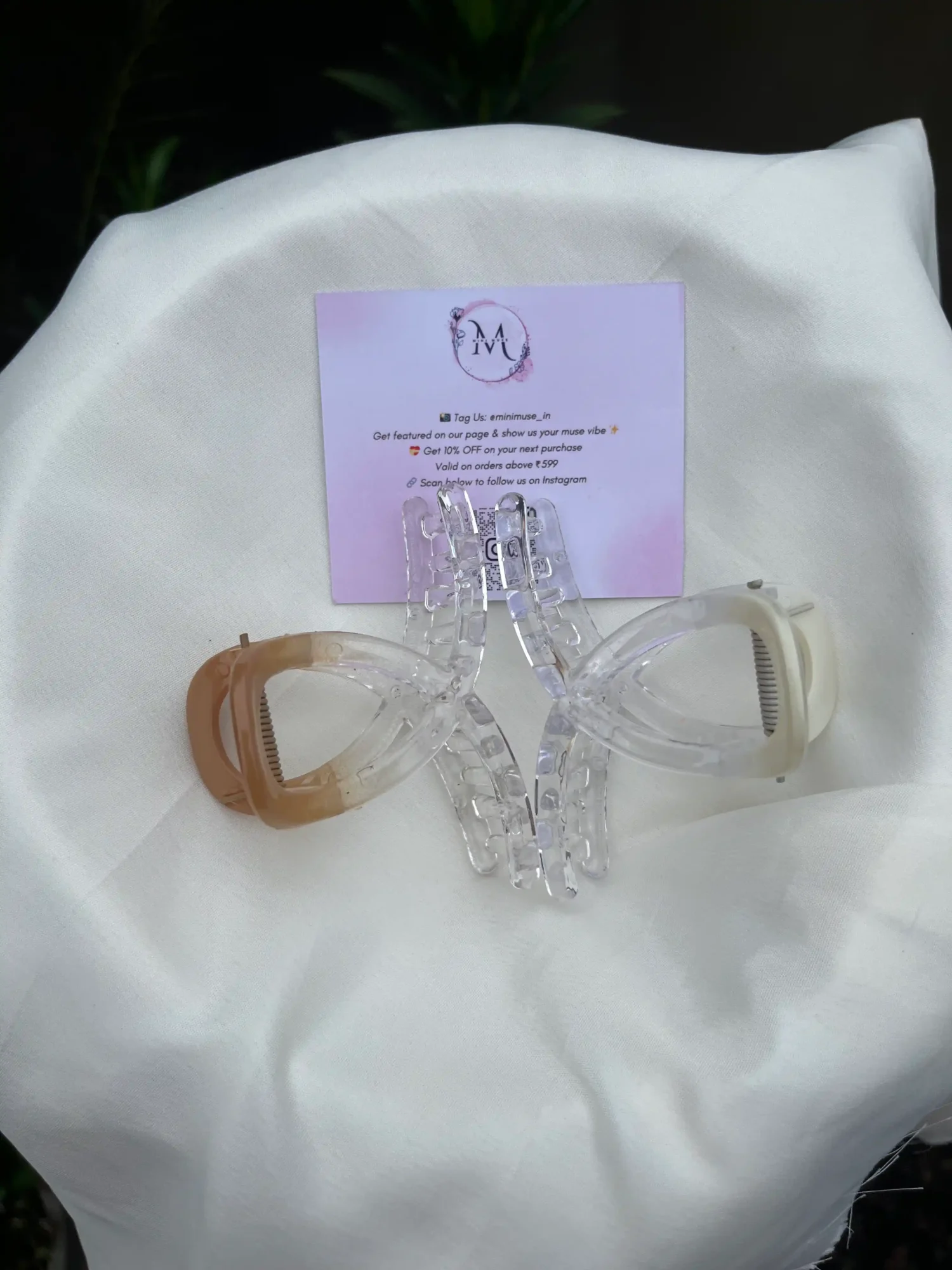 Beige Brown Large Claw Clip