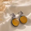 Silver Toned Oxidized Earrings Mustard