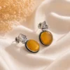 Silver Toned Oxidized Earrings Mustard