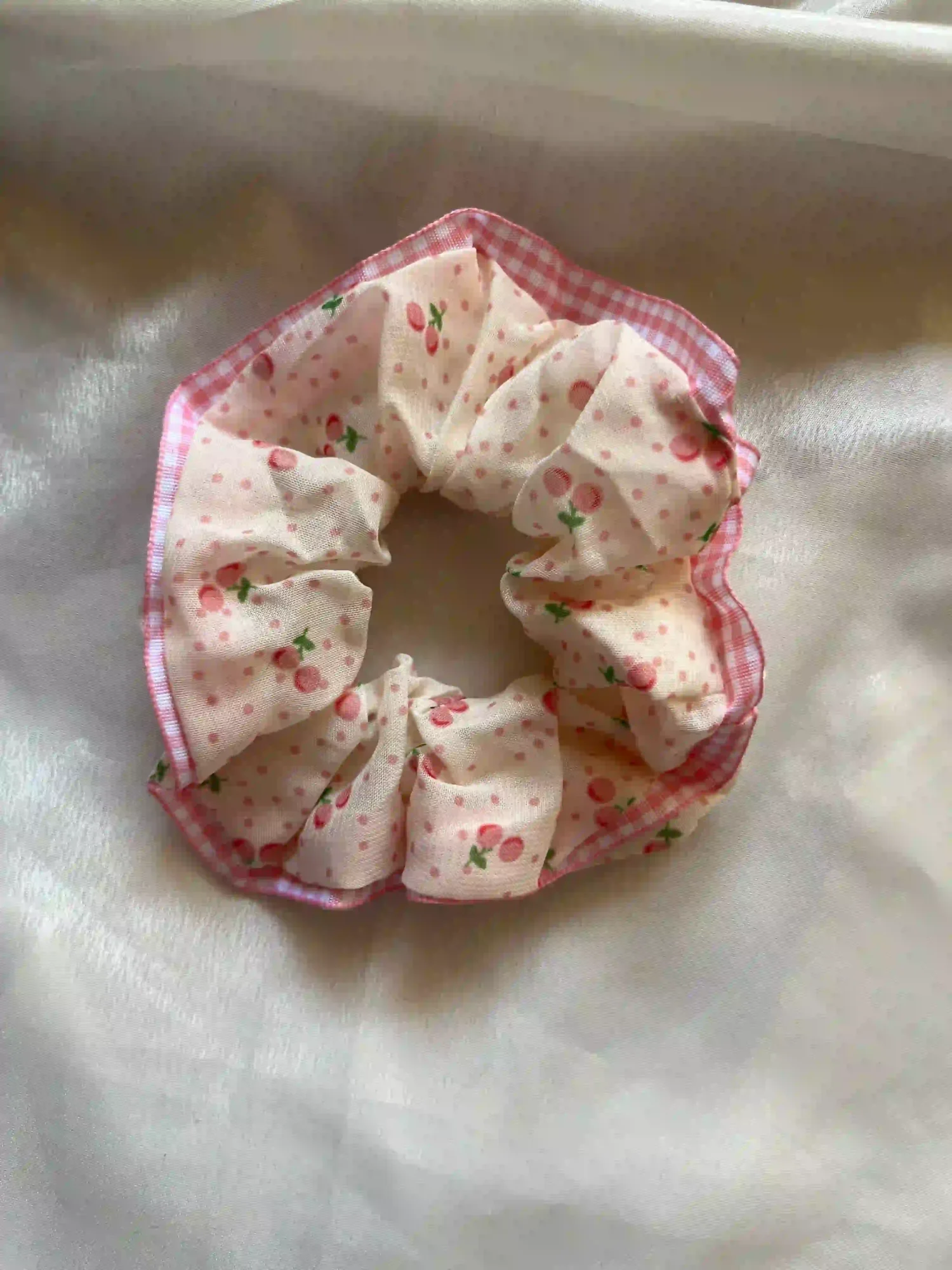 Cute Korean Scrunchies Cherry Pink