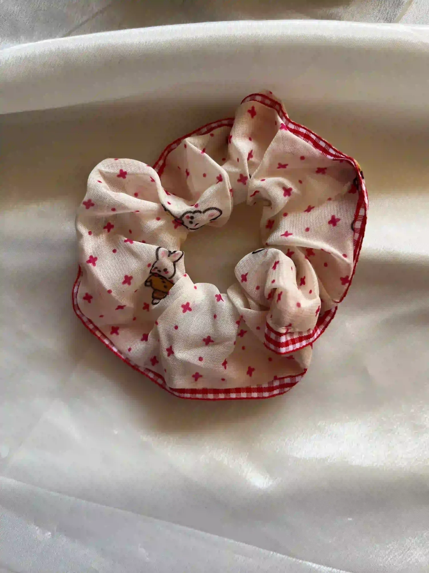 Cute Korean Scrunchies Teddy Red