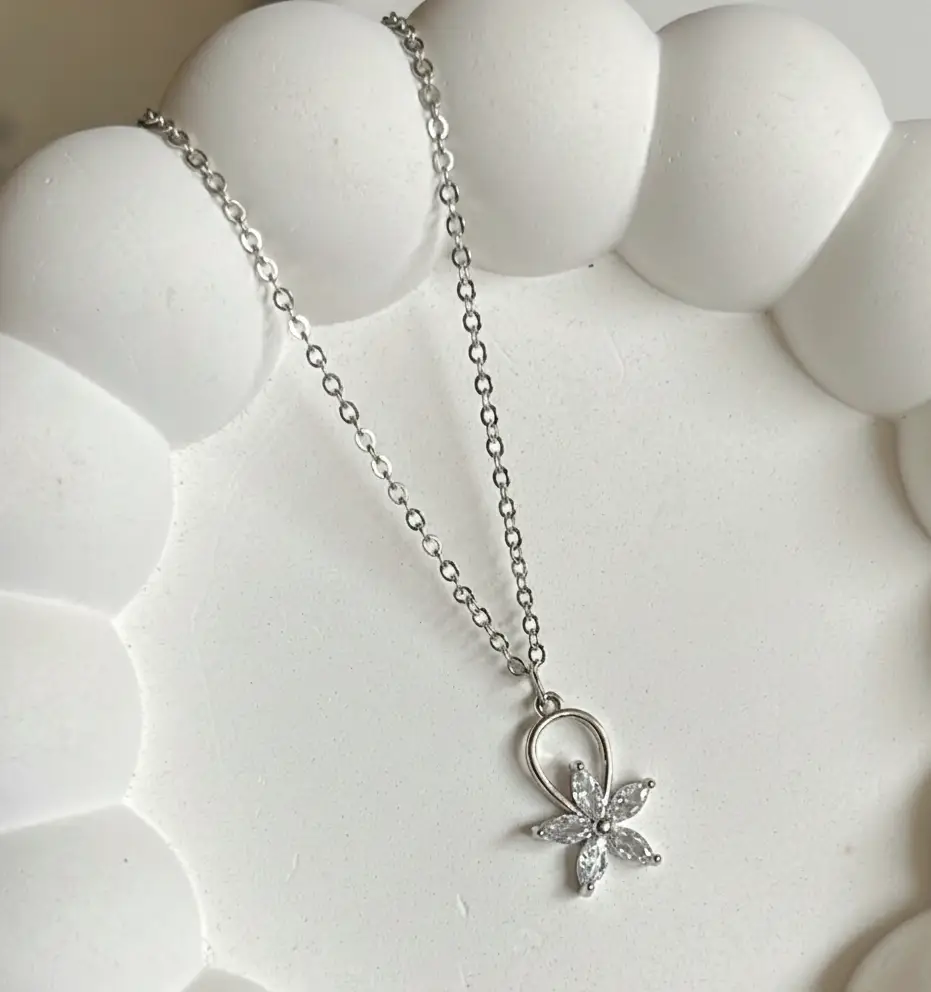Dainty Silver Crystal Necklace