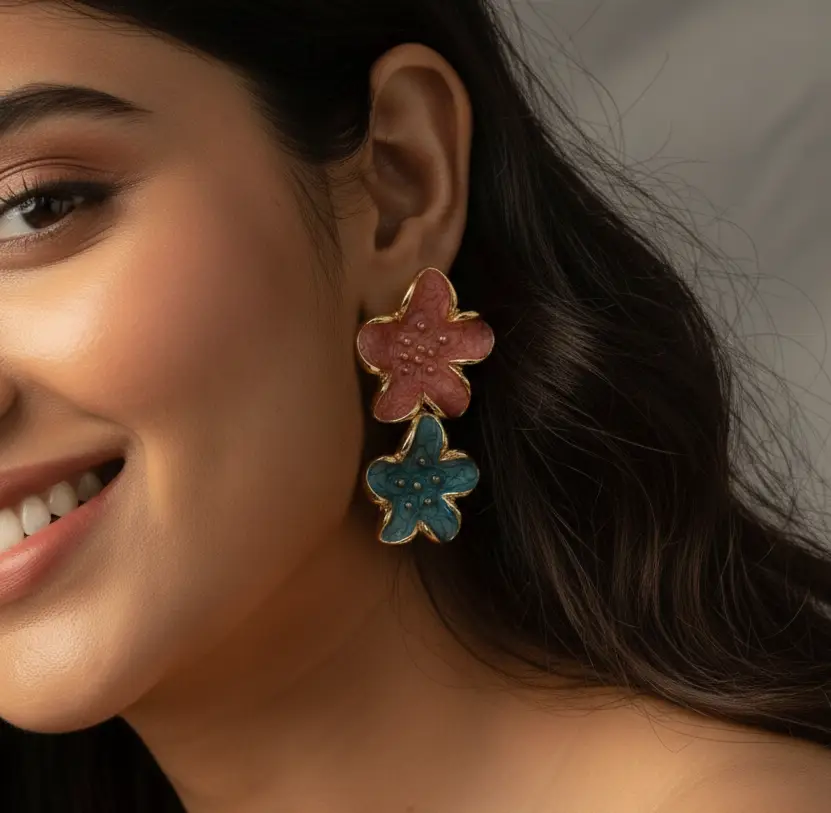 Enamel Earrings Pretty Pink