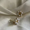 Pearl Flower Clip-On Studs