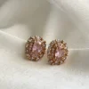 Pink Crystal Solitare Studs