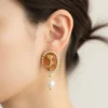 Vintage Resin Earrings (Golden Caramel)