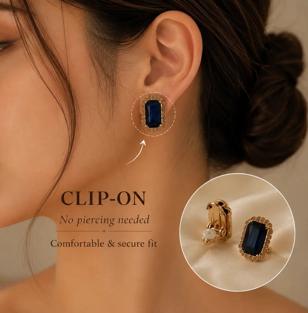 Color Pop Stone Studs (Clip On) Royal Blue