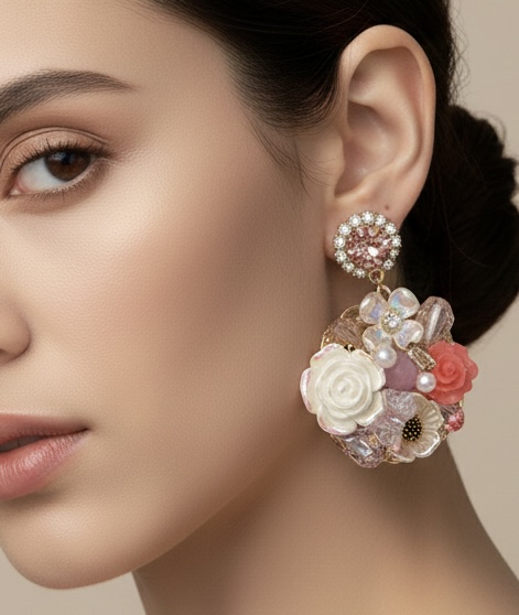 Coral Rose Garden Dreamy Earrings