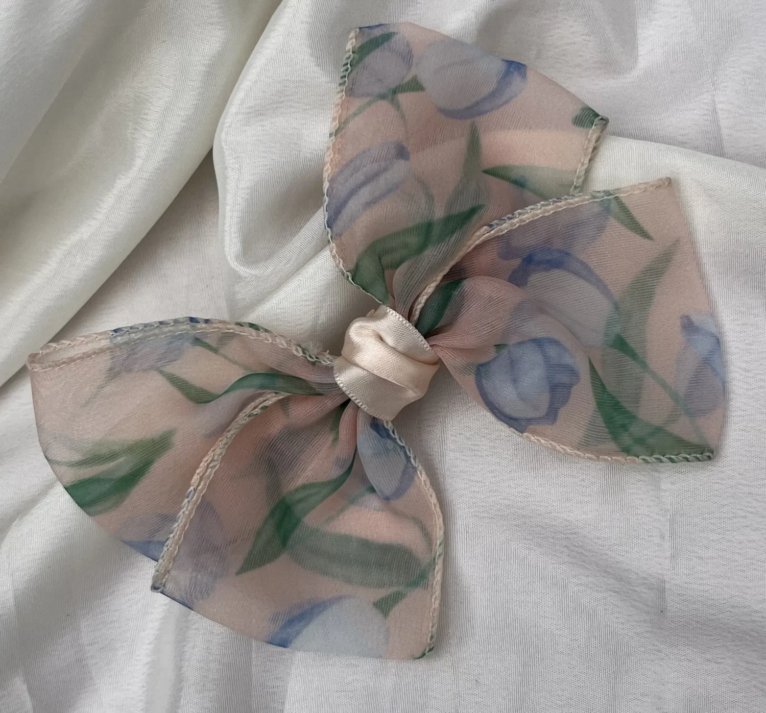 Peach Organza Hair Bow