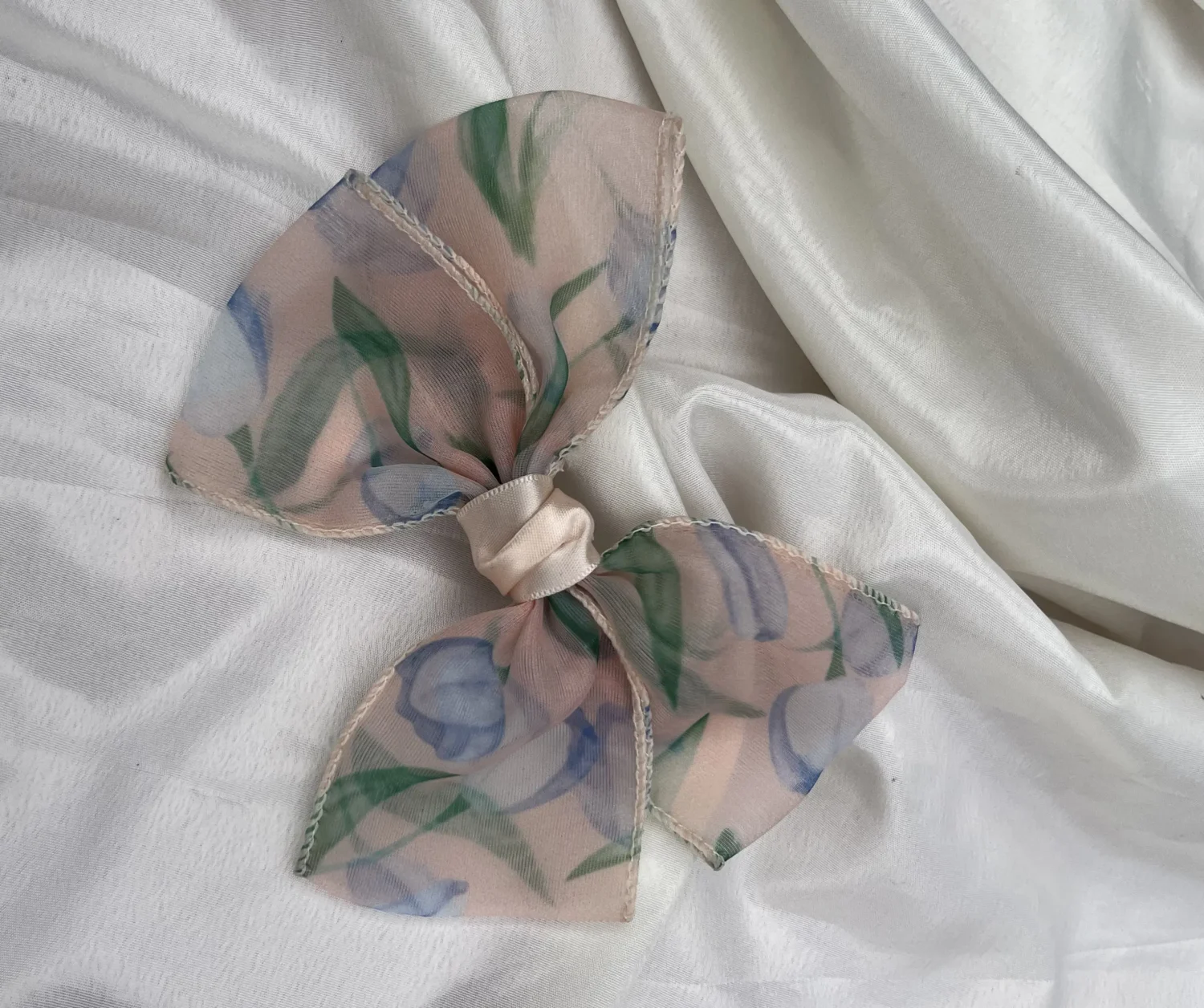 Peach Organza Hair Bow