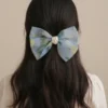 Blue organza hair bow