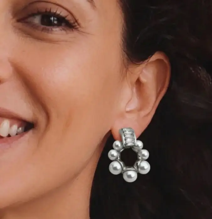 Silver Pearl Korean Earrings