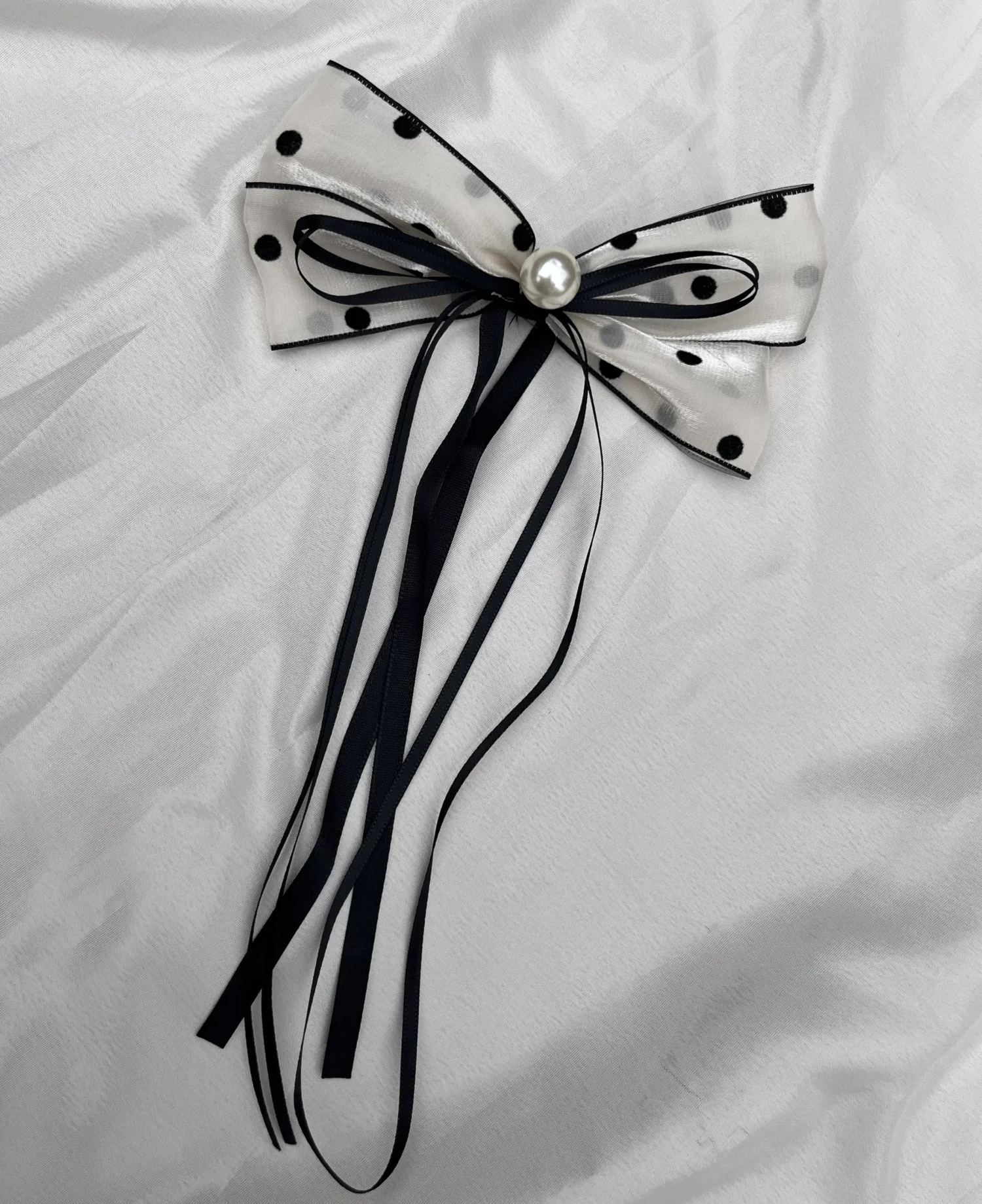 off white polka dot bow