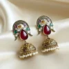 peacock kundan earrings
