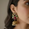 peacock kundan earrings