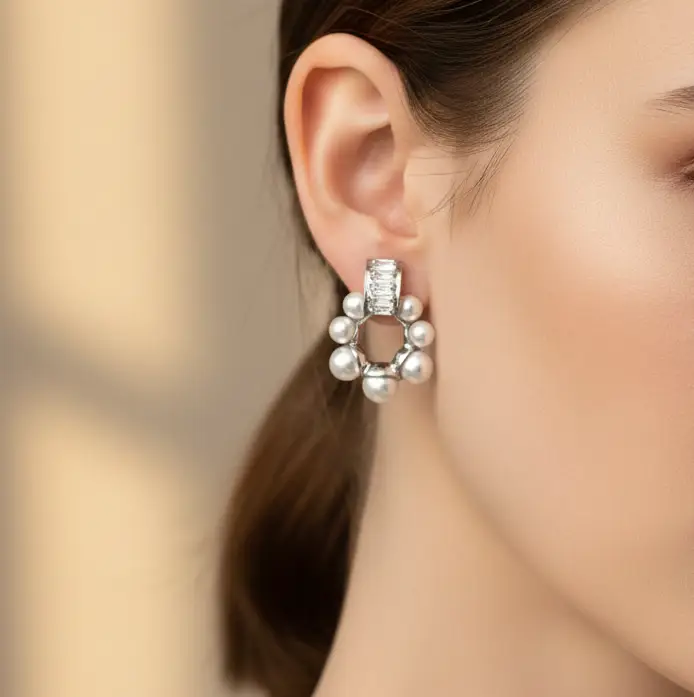 silver pearl earrings