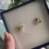 enamel floral stud earrings