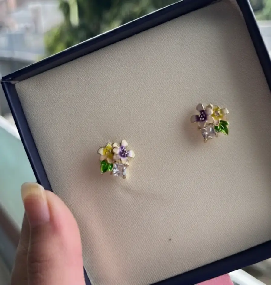 enamel floral stud earrings