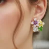 enamel floral stud earrings