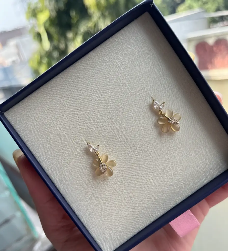 soft petal floral drop earrings