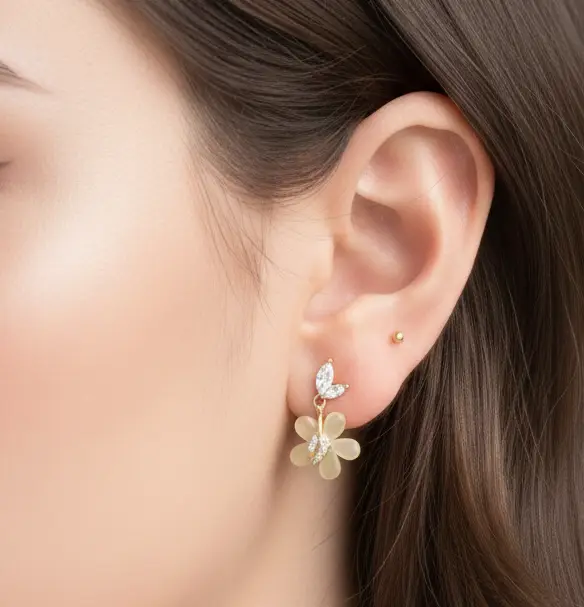 soft petal floral drop earrings