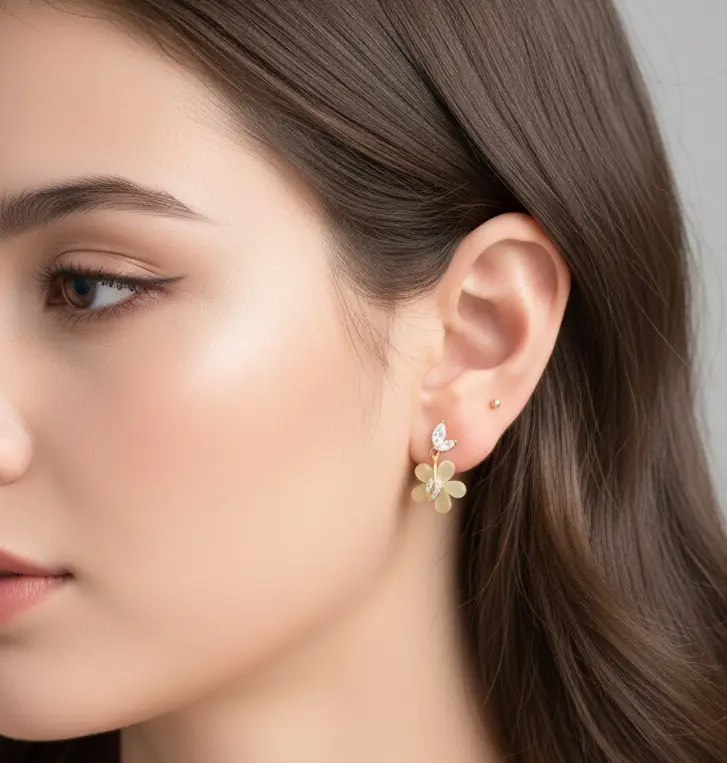 soft petal floral drop earrings
