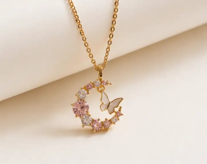 Moonlit Butterfly Necklace | Anti-Tarnish Gold-Plated