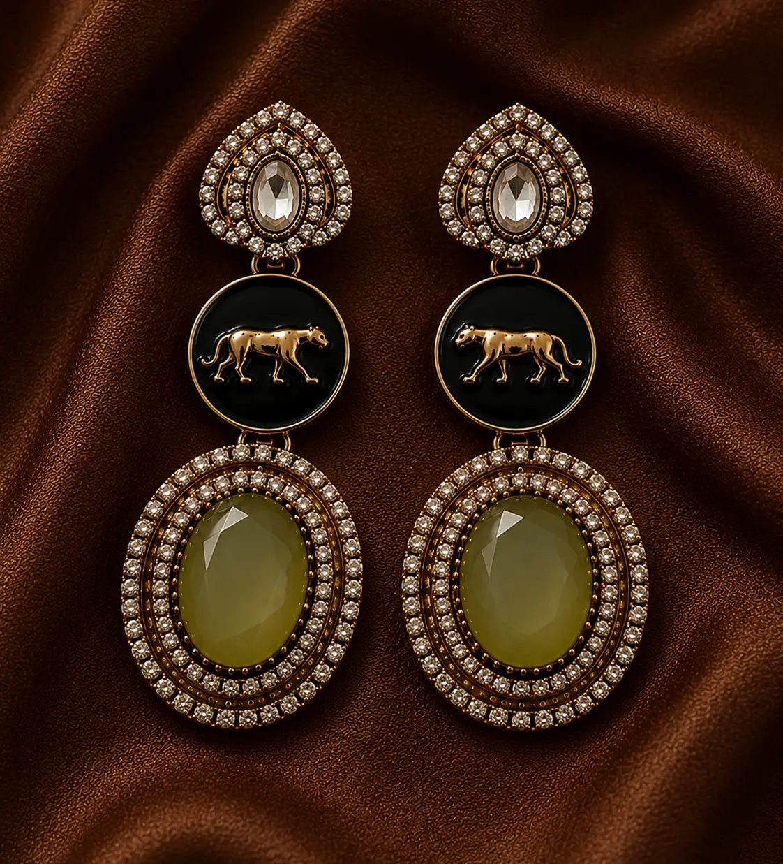 Sabyasachi Inspired Earrings-Olive Green