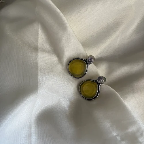 Silver-Toned Oxidized Earrings (Olive Green) (MRP ₹399 _ Sale Price_ ₹335)